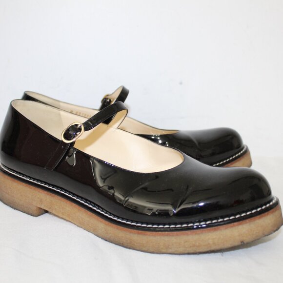 CHANEL Black Patent Leather Mary Jane Flats 41 - Picture 1 of 11